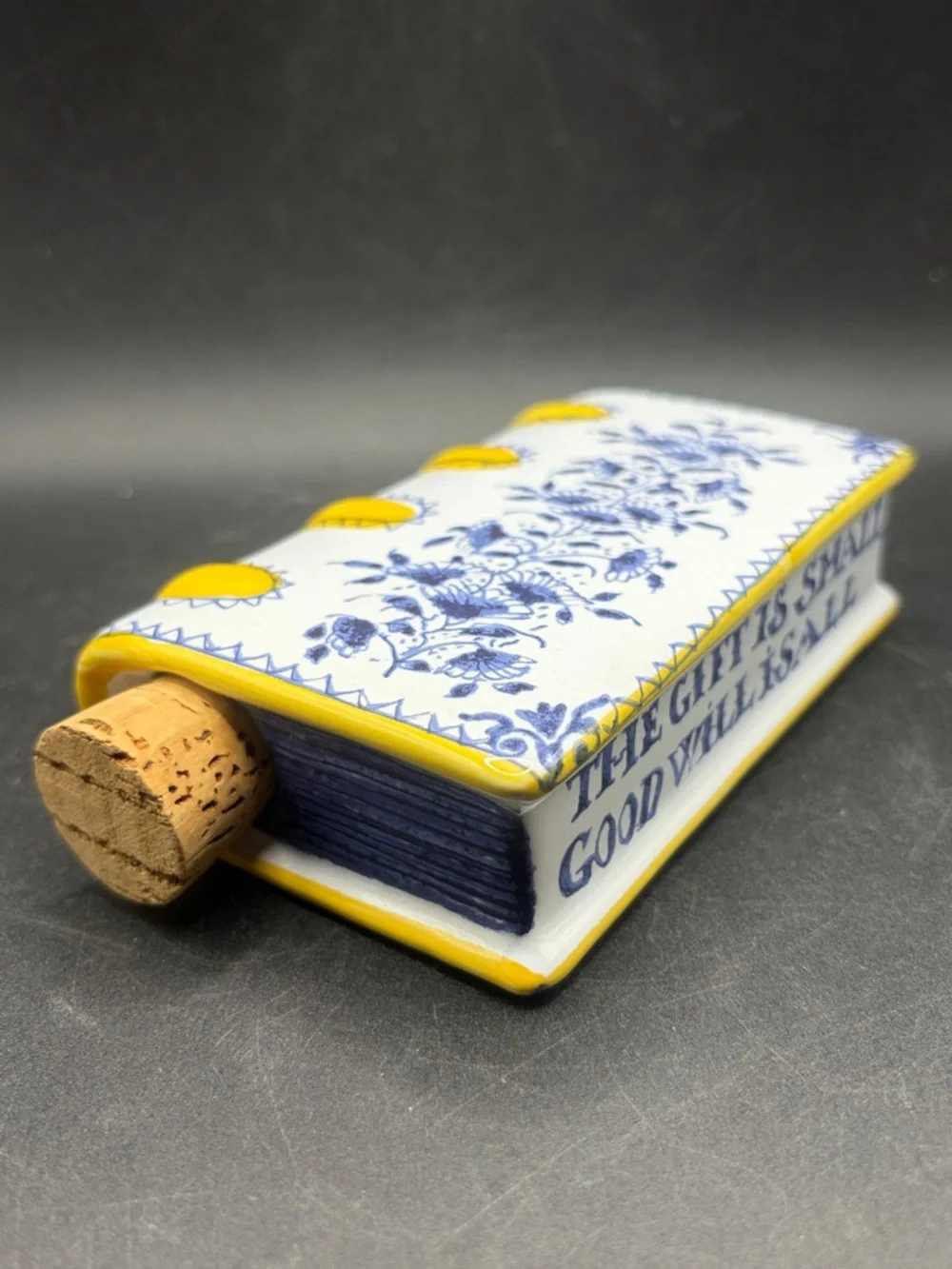 Metropolitan Museum of Art Vintage MMA Hand Painted Book Flask Bottle w Cork